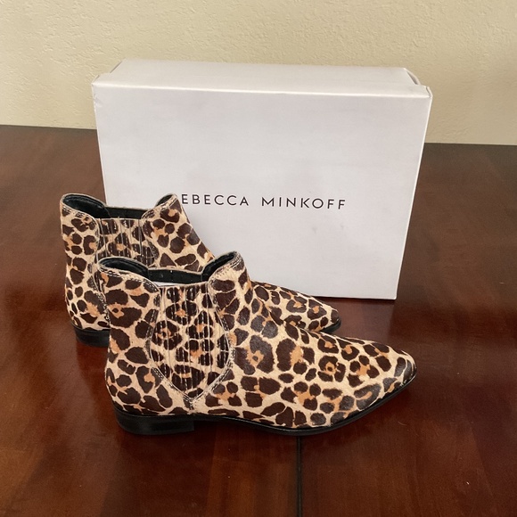 NWT Leopard Suede Rebecca Minkoff half boots size 8 Madison Too - Picture 1 of 6